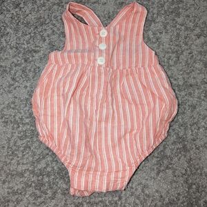 Gap Baby Girl Striped Coral Baby Romper